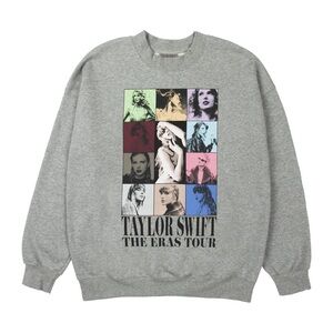 Taylor Swift The Eras Tour Gray  Crewneck Sweatshirt Fan Graphic